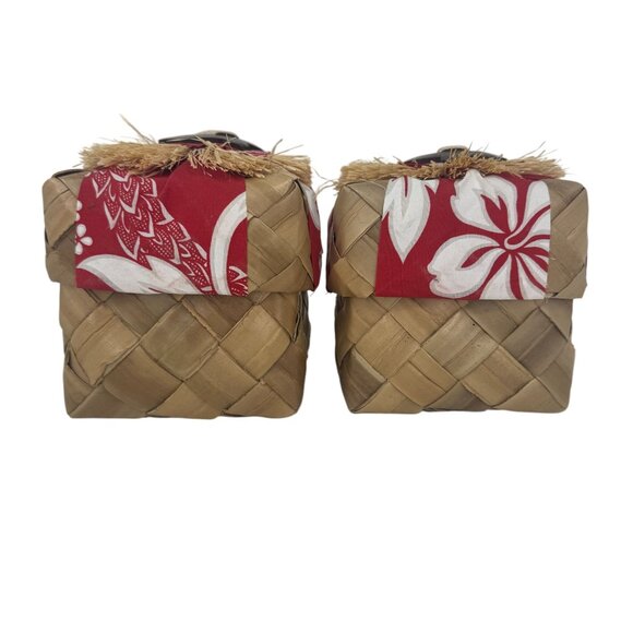 Hawaiian Handmade Natural Fiber Woven Lidded 2 PC Box Set Tiki Island Gift Boxes - Picture 7 of 13